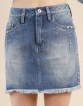 Side Studded Jean Skirt